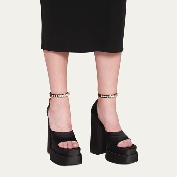 Versace Medusa Crystal Ankle-Strap Platform Sandals size 37.5 - Picture 2 of 14